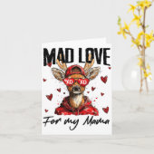 Funny Valentine's Day Mad Love For My Mama Deer Hu カード (黄色い花)