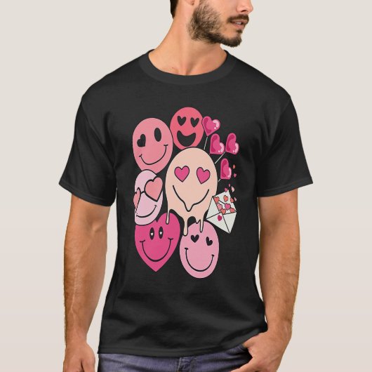 Funny Valentine's Day retro smile heart candy Tシャツ (正面)