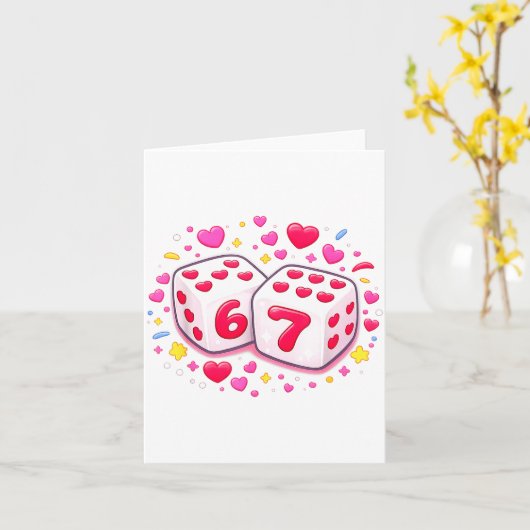 Funny Valentines Day Shirt Cute Dice 67 Meme 6-7 S カード (黄色い花)