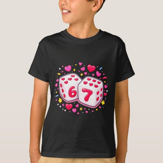 Funny Valentines Day Shirt Cute Dice 67 Meme 6-7 S Tシャツ (正面)