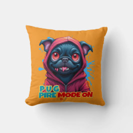 Funny Vampire Pug Graffiti クッション