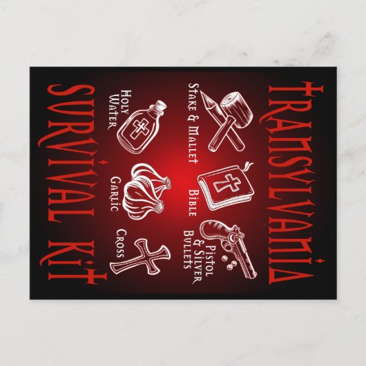 Funny Vampire Transylvania Survival Kit  ポストカード (正面)