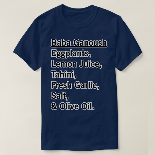 Funny Vegan Baba Ganoush Vegetarian Tシャツ (デザイン正面)