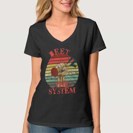 Funny Vegan Beet the System Anarchy Retro Veganism Tシャツ (正面)