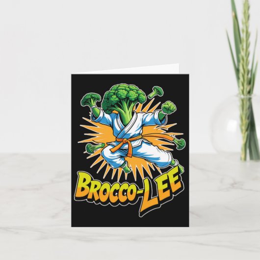 Funny Vegetable Design Brocco Lee In Karate Action カード (正面)