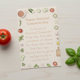funny vegetables National Gazpacho Day サンキューカード