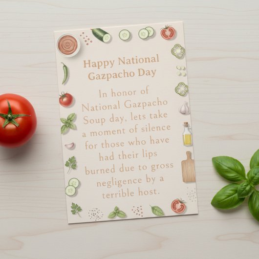 funny vegetables National Gazpacho Day サンキューカード
