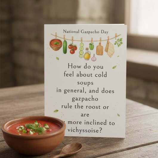funny vegetables National Gazpacho Day サンキューカード