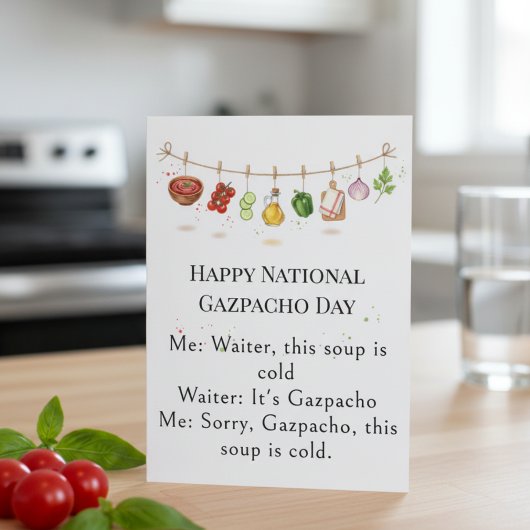 funny vegetables National Gazpacho Day サンキューカード