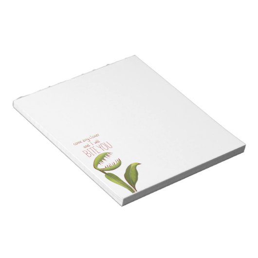 Funny Venus Flytrap with Warning Message ノートパッド (アングル)
