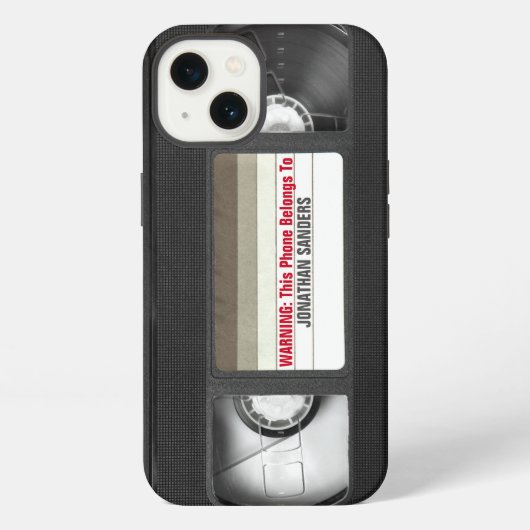 Funny VHS Tape with Name iPhoneケース (裏面)