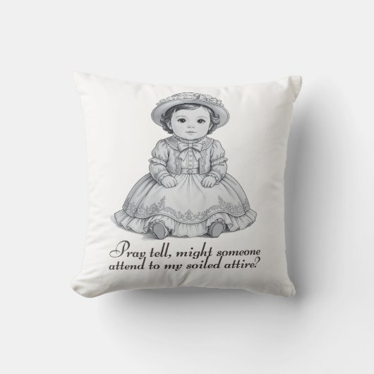 Funny Victorian Baby Boy Print | Humorous Nursery  クッション (正面)