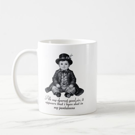 Funny Victorian Baby Boy Print | Humorous Nursery  コーヒーマグカップ (左)