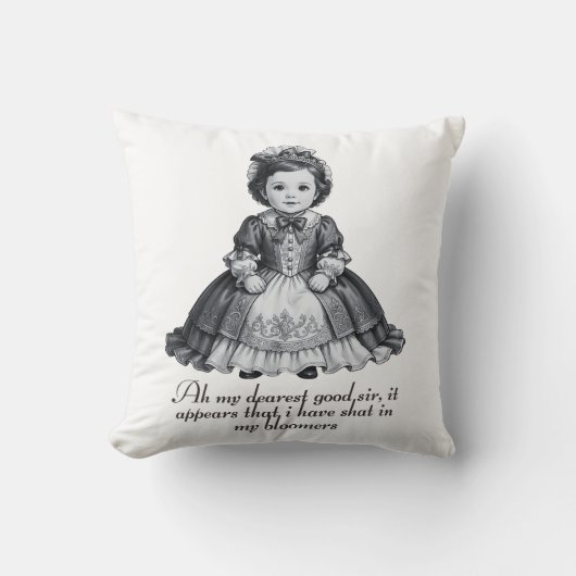 Funny Victorian Baby Girl Print Humorous Nursery クッション (正面)
