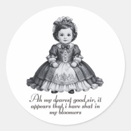 Funny Victorian Baby Girl Print Humorous Nursery ラウンドシール