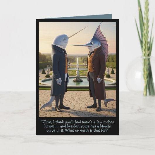 Funny Victorian card anthropomorphic Narwhal theme カード (正面)