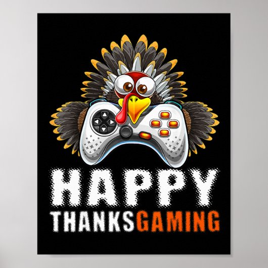 Funny Video Game Console Turkey Thanksgiving Gamer ポスター (正面)