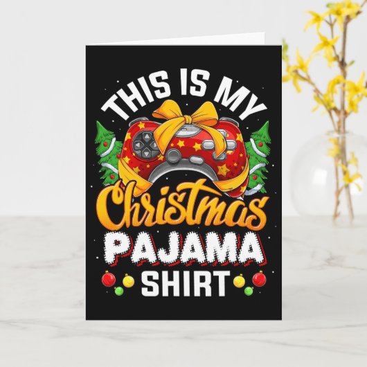 Funny Video Game Controller Christmas Santa Hat Ga カード (黄色い花)