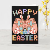 Funny Video Game Easter Bunny Gaming Controller Ga カード (黄色い花)