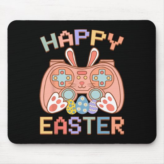 Funny Video Game Easter Bunny Gaming Controller Ga マウスパッド (正面)