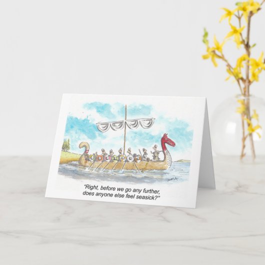 Funny Viking Birthday Card カード (黄色い花)