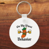 Funny Vintage German Octoberfest Wurst  キーホルダー (正面)