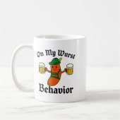 Funny Vintage German Octoberfest Wurst  コーヒーマグカップ (左)