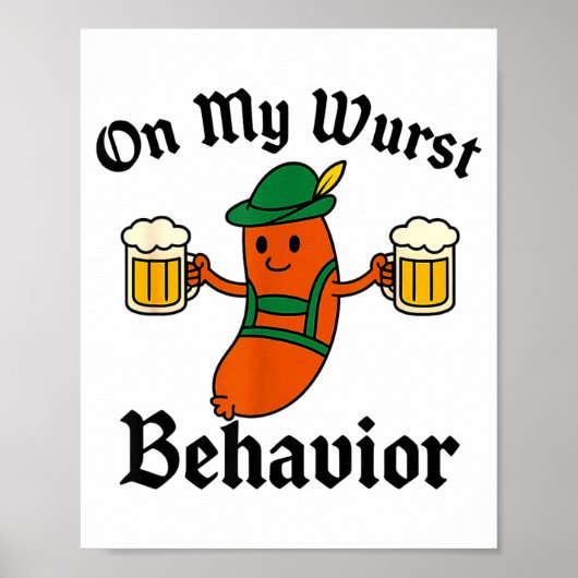 Funny Vintage German Octoberfest Wurst  ポスター (正面)