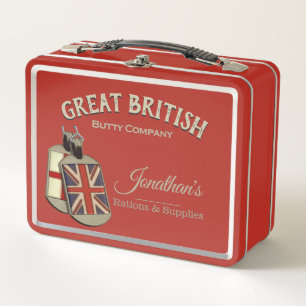funny Vintage Great British Butty Company メタルランチボックス