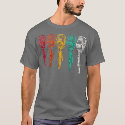Funny Vintage Karaoke - Karaoke Singer Retro Tシャツ (正面)