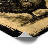 Funny Vintage Raccoon Rooster Chicken Japanese Uki ポスター (角)