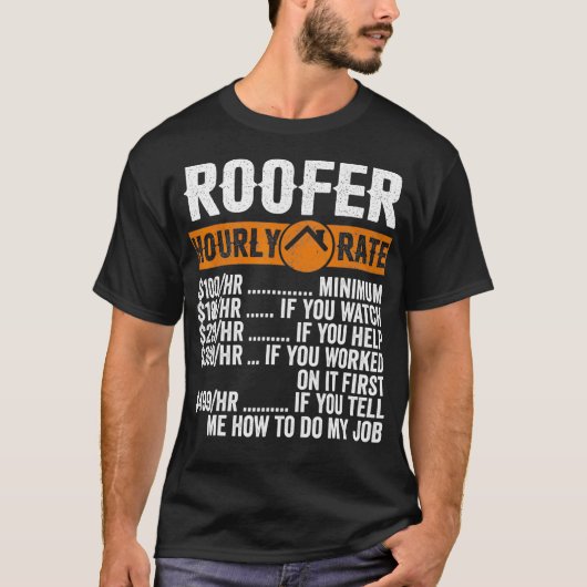 Funny Vintage Roofer Apparel Construction Hourly R Tシャツ (正面)