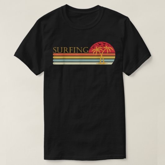 Funny vintage surf happy surfer surf sunset  tシャツ (デザイン正面)