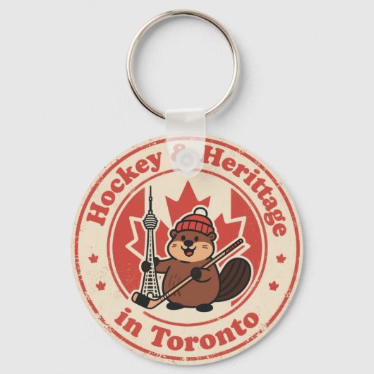 Funny Vintage Toronto Beaver Hockey Retro キーホルダー (正面)