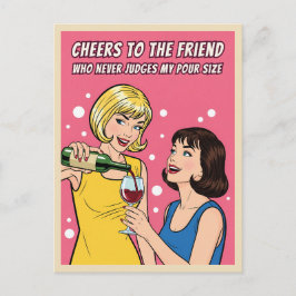 Funny Vintage Wine Humor Best Friend Pop Art ポストカード