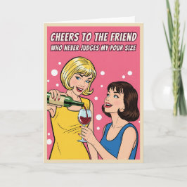 Funny Vintage Wine Humor Best Friends Pop Art カード