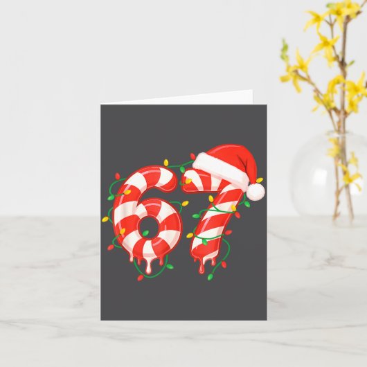 Funny Viral Christmas 67 Candy Canes Meme Santa Ho カード (黄色い花)
