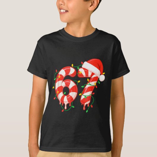 Funny Viral Christmas 67 Candy Canes Meme Santa Ho Tシャツ (正面)