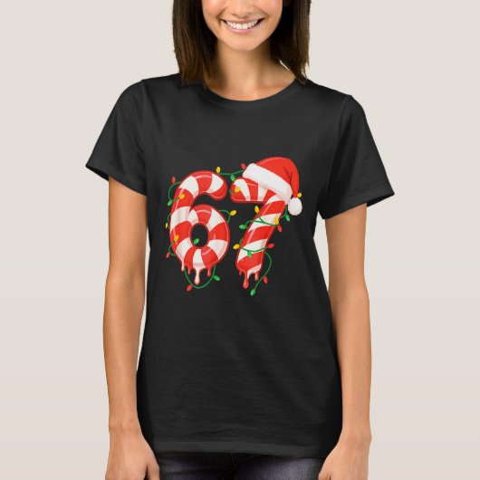 Funny Viral Christmas 67 Candy Canes Meme Santa Ho Tシャツ (正面)