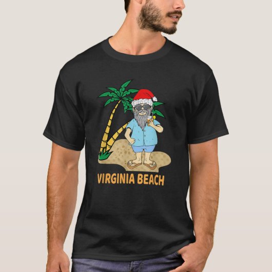 Funny Virginia Beach Vacation Santa Theme Men Wome Tシャツ (正面)