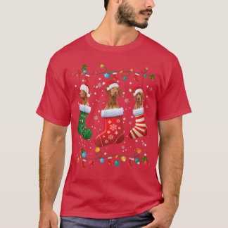 Funny Vizsla Christmas Socks Lights Funny Dog Love Tシャツ