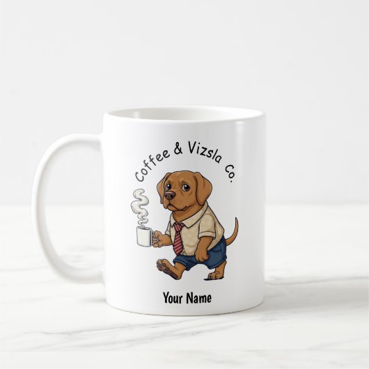 Funny Vizsla Dog Business Suit Coffee  コーヒーマグカップ (左)