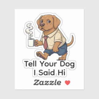 Funny Vizsla Dog Business Suit Coffee  シール