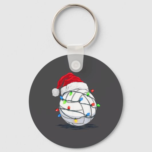 Funny Volleyball Ball Christmas Graphics Lights Lo キーホルダー (正面)