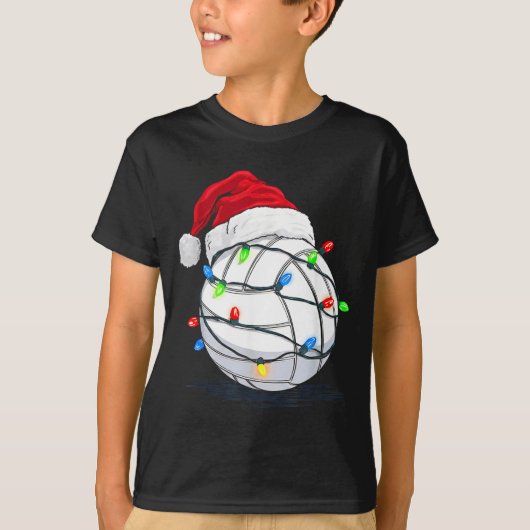 Funny Volleyball Ball Christmas Graphics Lights Lo Tシャツ (正面)