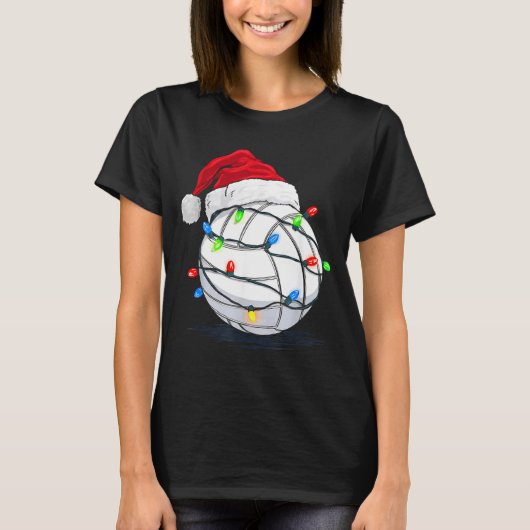 Funny Volleyball Ball Christmas Graphics Lights Lo Tシャツ (正面)