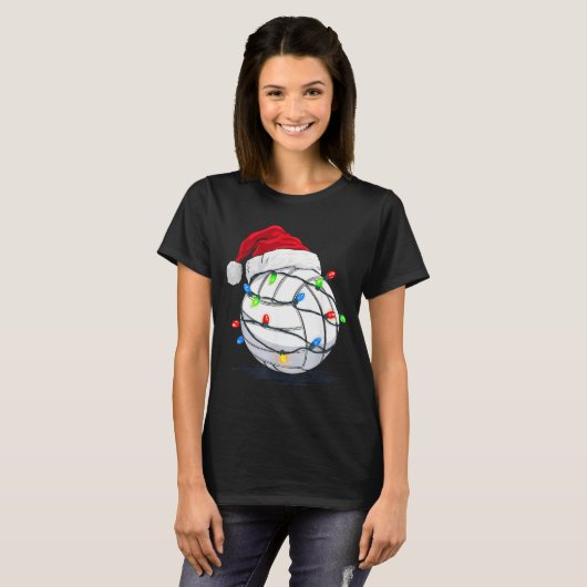 Funny Volleyball Ball Christmas Graphics Lights Lo Tシャツ (正面フル)