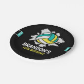 Funny Volleyball Boy Birthday ペーパープレート (アングル)