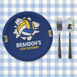 Funny Volleyball Boy Birthday ペーパープレート