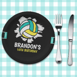 Funny Volleyball Boy Birthday ペーパープレート
